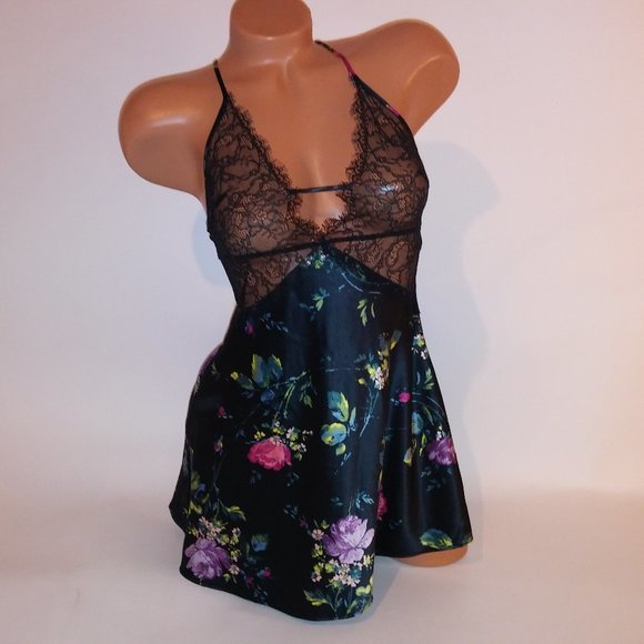 Victoria's Secret Other - Victoria Secret Lingerie Chemise Slip XS Black Floral Lace Luxe Collection New W